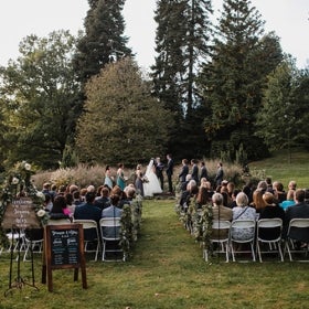 An outdoor wedding ceremony.