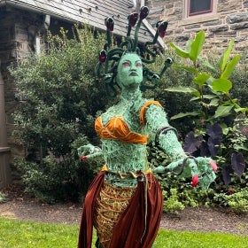 A scarecrow designed as Medusa.