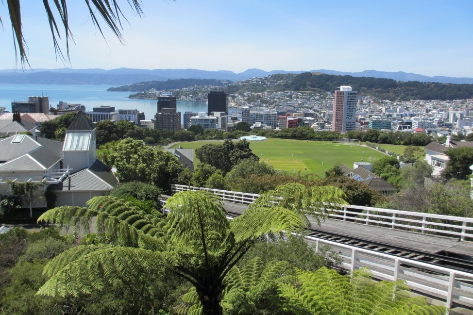 An aerial view of the city of Wellington, New Zealand. 