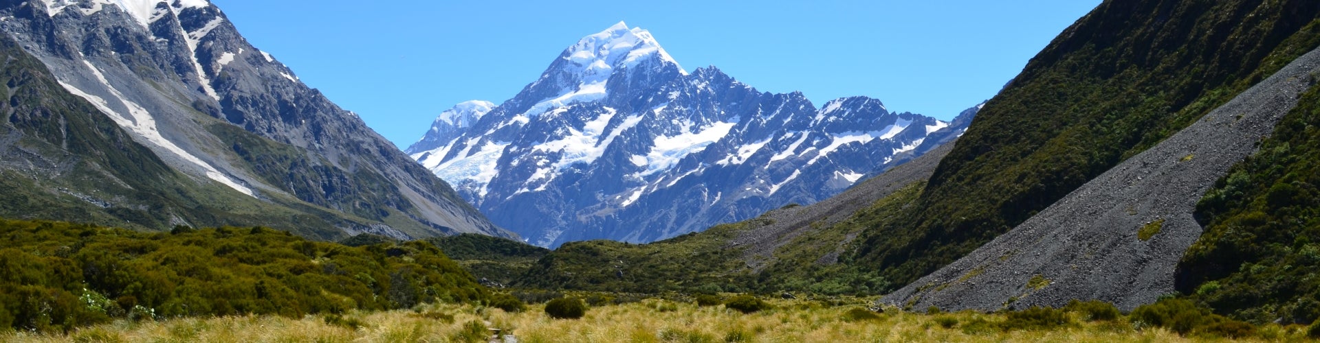 A mountain view of Mt. Cook, New Zealand. 