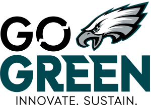 Black and green logo Go Green with Philadelphia Eagles eagle logo