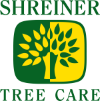 A green and yellow logo with an illustration of a tree in a square that reads, "SHREINER TREE CARE."