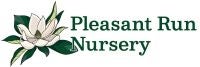 Logo with an illustration of a white magnolia flower with green foliage that reads, "Pleasant Run Nursery."