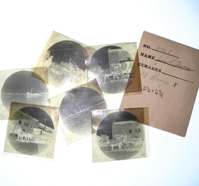 A image of photo negatives from the 1800s. 