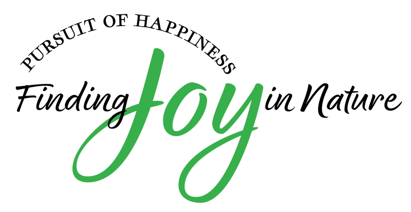 A logo that reads, "Pursuit of Happiness: Finding Joy in Nature."